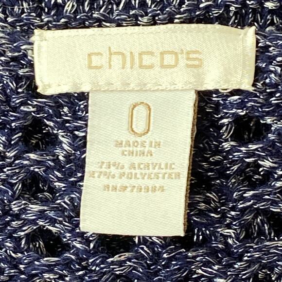 Chico's Open Knit Textured Sweater Blue Women 4 (Chico's 0) - Picture 2 of 8